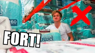 TOILET PAPER FORT DARES! (KICKED OUT!)