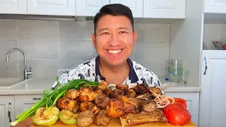 МУКБАНГ ШАШЛЫК МНОГО МЯСО🤤 ГОВЯДИНА. БАРАНИНА. КУРИЦА Mukbang BARBECUE не АСМР