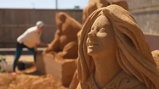 ‘Faith and superstition’ themed sand sculptures emerge from shores at Danish seaside festival