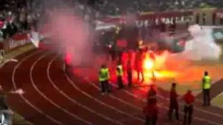 MUST SEE AS Monaco fans throwing flares at police