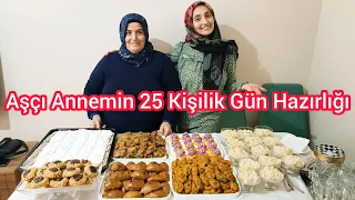 GÜN SIRASI ANNEMDE | 7 ÇEŞİT 25 KİŞİLİK GÜN HAZIRLIĞI VE İKRAMLIKLAR | El Açması Börek