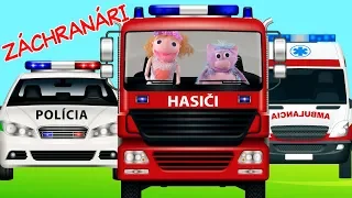 Autá - hasiči, policajti, sanitka | príbeh o záchranárskych autách | Hanička a Murko