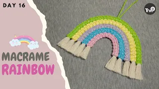 #DAY16 | DIY Macrame Rainbow Using Square Knot | Macrame Ornament Tutorial