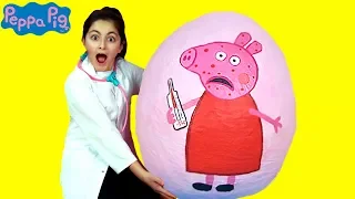 Peppa Pig Surprise Egg Opening! Peppa Pig Not Very Well - Peppa Pig English Episodes