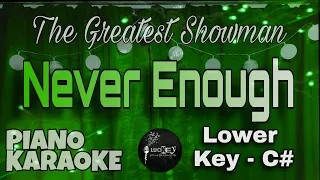 Never Enough (Lower Key - C#) - The Greatest Showman | Piano Karaoke Accompaniment