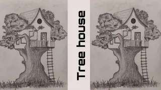 How to draw a tree house || Tree house drawing || Step by step