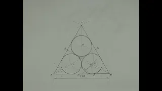 How to draw 3 equal circles in an equilateral triangle touching two sides and two other circles