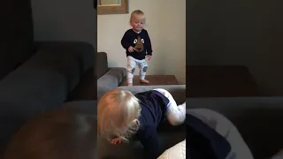 Cutest Twin Babies Funniest Couch Jumps!