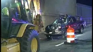 BOURNE, MA- Pickup Truck Plows Into Backhoe- Sagamore Bridge (09-15-09)