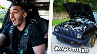 GOLF 2 PROPULSION SWAP MOTEUR TURBO + PREPA DRIFT 😱😭!! LES PNEUS ONT ÉCLATÉS 🥵 !!