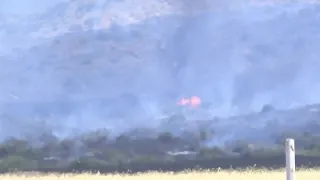 Fire teams on the scene of near 1400-acre grass fire southeast of Cuyama Tuesday