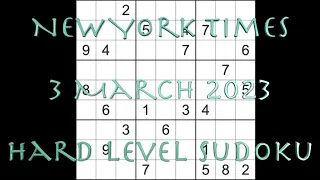 Sudoku solution – New York Times sudoku 3 March 2023 Hard level