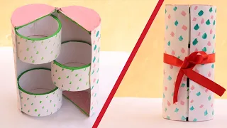 DIY Cute mini 3 drawers cylinder box/jewelry organizer - Recycling Cardboard| Art & Creativity ❤