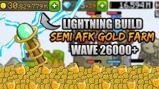 LIGHTNING BUILD Episode 6 ⚡ Semi-AFK GOLD FARMING @WAVE 26000 | GROW CASTLE