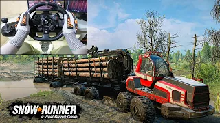 Transporting Medium Logs | Off Road & Mud  Driving | Snow runner | Logitech g923 gameplay