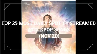TOP 25 MOST DAILY SPOTIFY STREAMED 2022 KPOP SONGS (NOV 20)