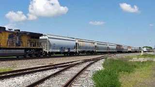 Eastbound UP powered manifest at Midway, Indiana. May 27, 2018