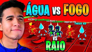 TRIO ELEMENTAR 😱 RAIO ⚡ VS FOGO 🔥 VS ÁGUA 🌊  DESAFIO 2v2v2 ÉPICO NO BLOCK DASH LENDÁRIO