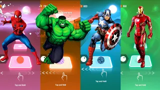 Spiderman 🆚 Hulk 🆚 Captain America 🆚 Iron Man | Marvel Heroes | Tiles Hop Fun Ball