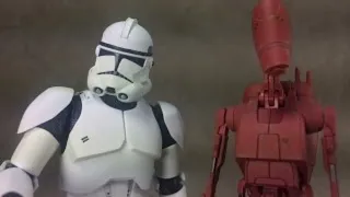 clone trooper and B1 battle droid somewhere only we know