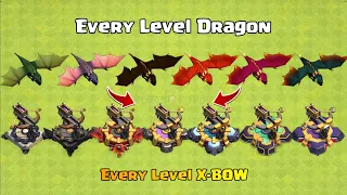 Every Level X-Bow vs Every Level Dragon | Clash of Clans