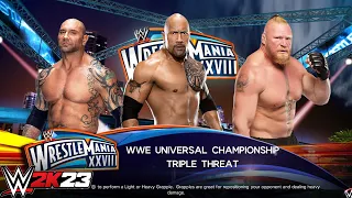 WWE 2K23 - Batista Vs Brock Lesnar Vs The Rock | Universal Championship Match PS5 [4K]