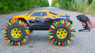 Experiment: radio-controlled car against a spike