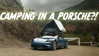 Porsche Taycan Turbo S Cross Turismo with a TENT ON THE ROOF?!