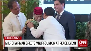 MILF Chairman greets MNLF founder at peace event