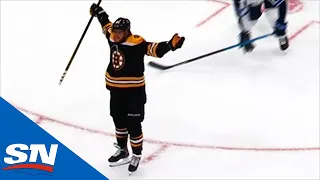 David Pastrnak From High Slot Blasts Goal Past Laurent Brossoit