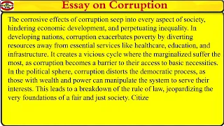 essay on corruption | essay on international anti corruption day | 10 lines on corruption in india |