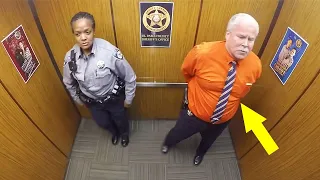 This Cop Thought They Were Alone in Elevator, Doesn't Know Hidden Camera Is Recording His Every Move