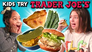 Kids Try Trader Joe's Snacks (Dill Pickle Hummus, Shrimp Burger)