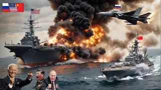 Surprising Attack IRAN,RUSSIA,CHINA!! U.S warship sinks by Su-34 Cruise Missile near Yemen !!