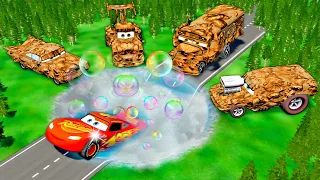 Mega Cleaning Pit Washed Mud Lightning Mcqueen & Big & Small Pixar Cars! BeamNG.drive Complitation 6