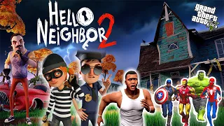 Franklin and Avengers Fight With Hello Neighbor (THE END) in GTA5 | GTAV Avengers | A.K GAME WORLD