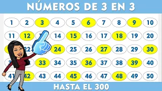 NÚMEROS DE 3 en 3 hasta 300 I 3 EN 3 hasta 300 🤩🌟I Los Múltiplos de 3 hasta el 300