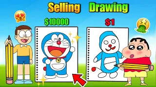 Nobita Vs Shinchan Who Is Win Drawing Challenge 🤣🤣| Shinchan And Nobita Game | Funny Game |