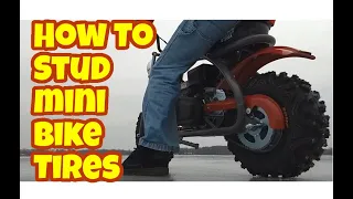 How I studded my mini bike tires - utv tires with kold kutter ice screws and deep tread tires - DIY