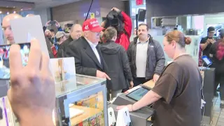 VIDEO | Former President Trump buys food for East Palestine firefighters, everyone in McDonald's