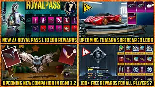 🔴 A7 Royal Pass 1 to 100 RP Rewards | Bgmi Next SUPERCAR 3D Look | Upcoming COMPANION in BGMI