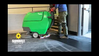 Construction clean up with a Tennant T300 disk with Sunbelt Rentals.