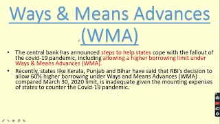 pf  ways and means advances, RBI allowed 60% higher borrowings under WMA to states