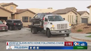 Vehicle crashes into home after chase in west El Paso