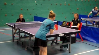 8 years old girl play table tennis