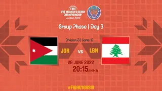 Jordan v Lebanon | Full Basketball Game | FIBA U16 Women's Asian Championship 2022 | Division B