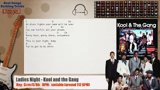 🎸 Ladies Night - Kool and the Gang Guitar Backing Track with chords and lyrics