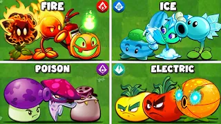 4 Team: FIRE x ICE x POISON x ELECTRIC - Who Will Win? PvZ2 Team Plant vs Team Plant.