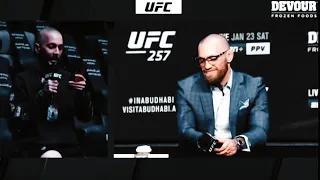 AN EMOTIONAL RESPONSE FROM MCGREGOR FOLLOWING RAPTORS QUESTION.