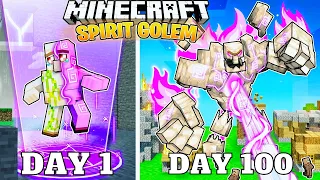 I Survived 100 Days as a SPIRIT GOLEM in Minecraft Hardcore World... (Hindi)